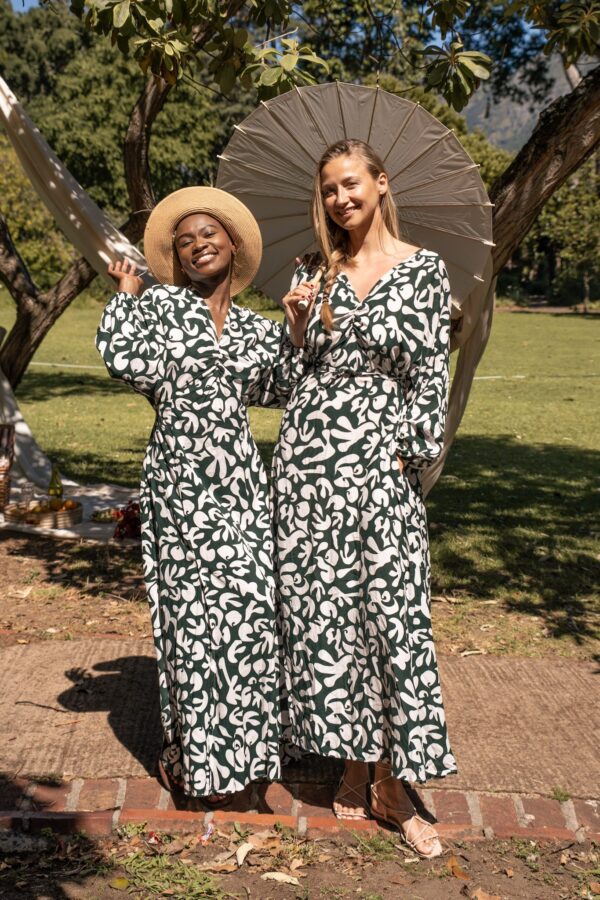 Nosi Open Back Dress Bottle green