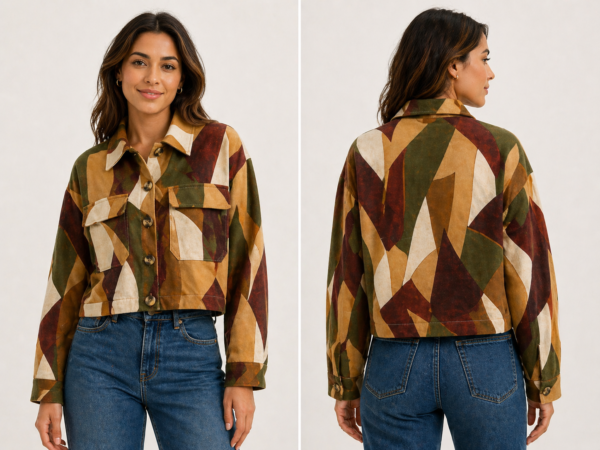 Luna cropped jacket abstract