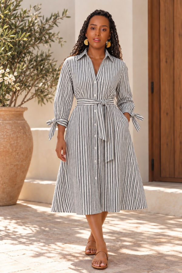 Emma grey white stripe